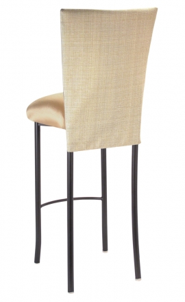 Parchment Linette 3/4 Barstool Cover with Toffee Stretch Knit cushion on Brown Legs (1)