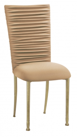 Chloe Beige Stretch Knit Chair Cover and Cushion on Gold Legs (2)