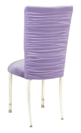 Chloe Lavender Velvet Chair Cover and Cushion on Ivory Legs (1)