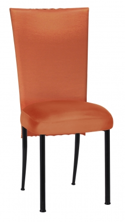 Orange Taffeta Scales 3/4 Chair Cover with Boxed Cushion on Black Legs (2)