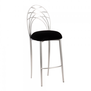 Silver Piazza Barstool with Black Velvet Cushion (2)