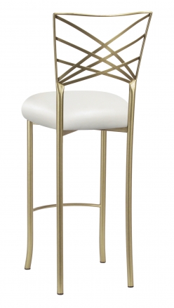 Gold Fanfare Barstool with White Leatherette Cushion (1)