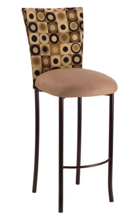 Concentric Circle Chair Cover with Camel Suede Cushion on Brown Legs (2)