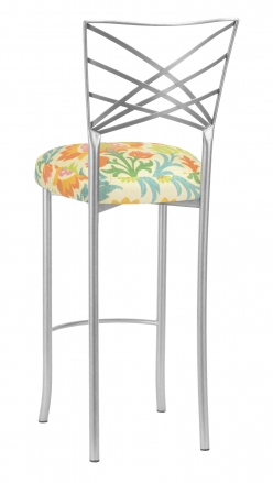 Silver Fanfare Barstool with Floral Bloom Boxed Cushion (1)