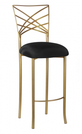 Gold Fanfare Barstool with Black Stretch Knit Cushion (2)