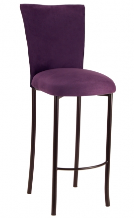 Lilac Suede Barstool Cover and Cushion on Brown Legs (2)