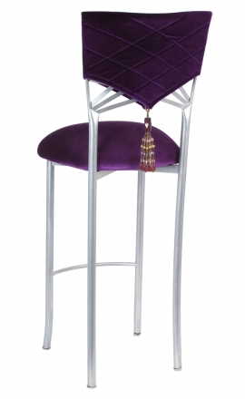 Eggplant Velvet Hat and Tassel with Cushion on Silver Legs (1)