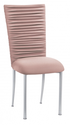 Chloe Blush Stretch Knit Chair Cover and Cushion on Silver Legs (2)