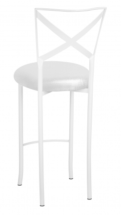 Simply X White Barstool with Metallic White Foil Stretch Knit Cushion (1)