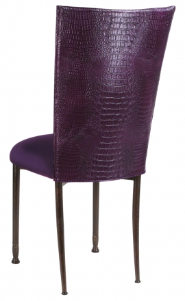 Purple Croc Chair Cover with Eggplant Velvet Cushion on Mahogany Legs (1)