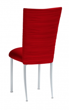 Chloe Red Stretch Knit Chair Cover and Cushion on Silver Legs (2)