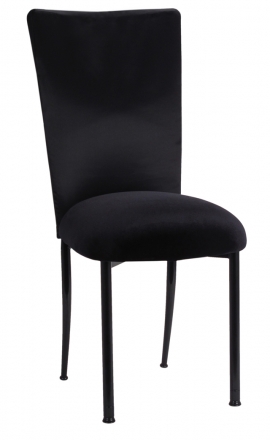 Black Rosette Chair Cover with Black Velvet Cushion on Black Legs (2)