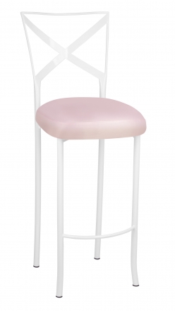 Simply X White Barstool with Soft Pink Satin Boxed Cushion (2)