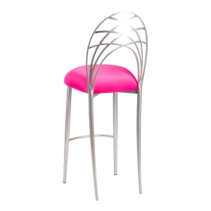 Silver Piazza Barstool with Hot Pink Stretch Knit Cushion (1)