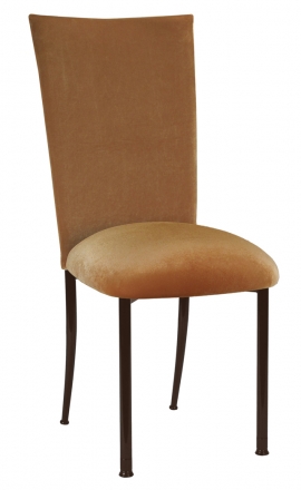 Gold Velvet Chair Cover and Cushion on Brown legs (2)