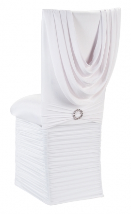 White Cowl Neck Chair Cover with Jewel Band, Cushion and Skirt (1)