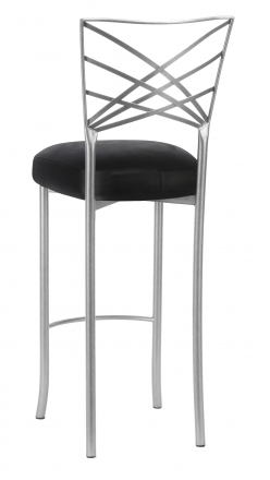 Silver Fanfare Barstool with Black Leatherette Boxed Cushion (1)