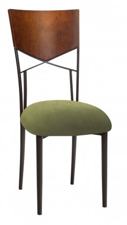 Butterfly Woodback Chair with Olive Velvet Cushion on Brown Legs (2)