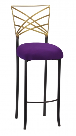 Two Tone Fanfare Barstool with Plum Knit Cushion (2)