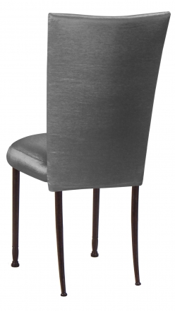 Charcoal Taffeta Chair Cover and Boxed Cushion on Mahogany Legs (1)