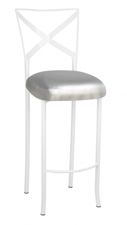 Simply X White Barstool with Silver Leatherette Boxed Cushion (2)