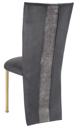 Charcoal Suede Jacket with Rhinestone Center and Cushion on Gold Legs (1)