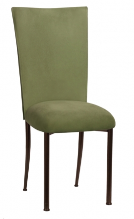 Sage Suede Chair Cover and Cushion on Brown Legs (2)