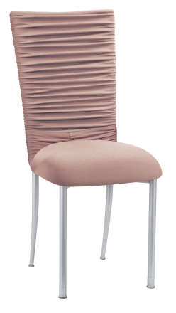 Chloe Blush Stretch Knit Chair Cover with Rhinestone Accent and Cushion on Silver Legs (2)