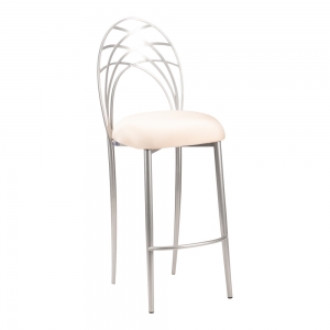 Silver Piazza Barstool with Buttercream Stretch Knit Cushion (2)