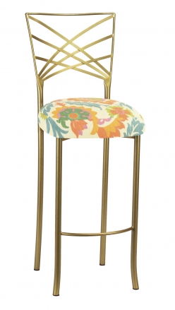 Gold Fanfare Barstool with Floral Bloom Boxed Cushion (2)