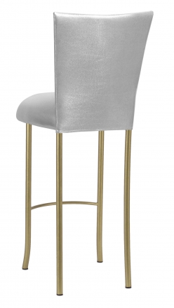 Metallic Silver Stretch Knit Barstool Cover and Cushion on Gold Legs (1)