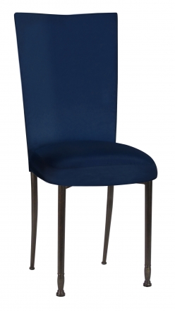 Midnight Blue Taffeta Chair Cover and Boxed Cushion on Mahogany Legs (2)
