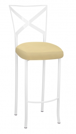 Simply X White Barstool with Buttercup Suede Boxed Cushion (2)