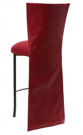Red Croc Barstool Jacket with Cranberry Stretch Knit Cushion on Brown Legs (1)