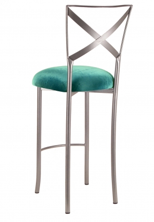 Simply X Barstool with Turquoise Velvet Cushion (1)