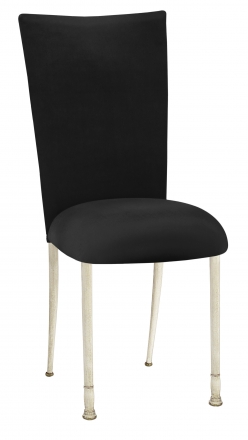 Black Velvet Chair Cover and Cushion on Ivory Legs (2)