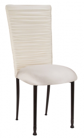 Chloe Ivory Stretch Knit Chair Cover and Cushion on Mahogany Legs (2)