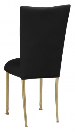 Black Velvet Chair Cover and Cushion on Gold Legs (1)