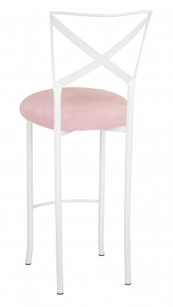 Simply X White Barstool with Soft Pink Sparkle Velvet Cushion (1)
