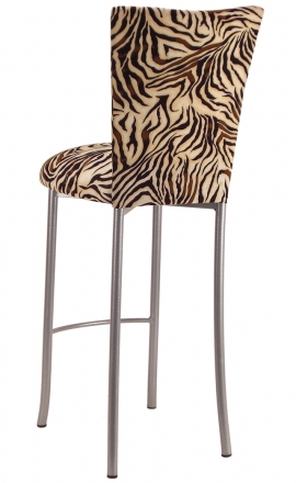 Zebra Stretch Knit Barstool Cover and Cushion Barstool on Silver Legs (1)