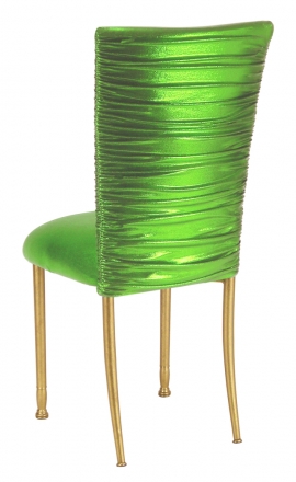 Chloe Metallic Lime Stretch Knit Chair Cover and Cushion on Gold legs (1)