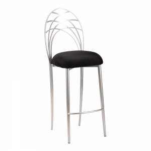 Silver Piazza Barstool with Black Stretch Knit Cushion (2)