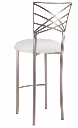 Silver Fanfare Barstool with White Stretch Knit Cushion (1)