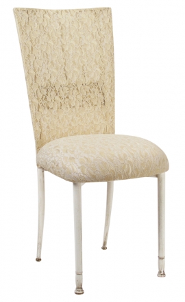 Ivory Bella Fleur with Ivory Lace Chair Cover and Ivory Lace over Ivory Stretch Knit Cushion (2)