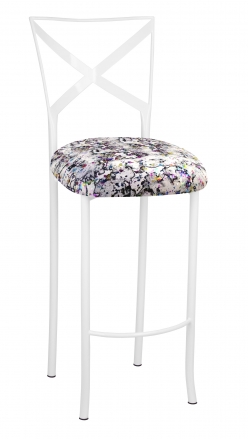 Simply X White Barstool with White Paint Splatter Cushion (2)