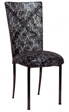 Blak. with Black Lace Chair Cover and Black Lace over Black Stretch Knit Cushion (2)