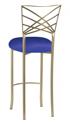 Gold Fanfare Barstool with Royal Blue Knit Cushion (1)