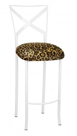 Simply X White Barstool with Gold Black Leopard Cushion (2)