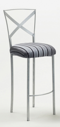 Simply X Barstool with Charcoal Stripe Cushion (2)