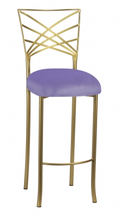 Gold Fanfare Barstool with Lavender Velvet Cushion (2)
